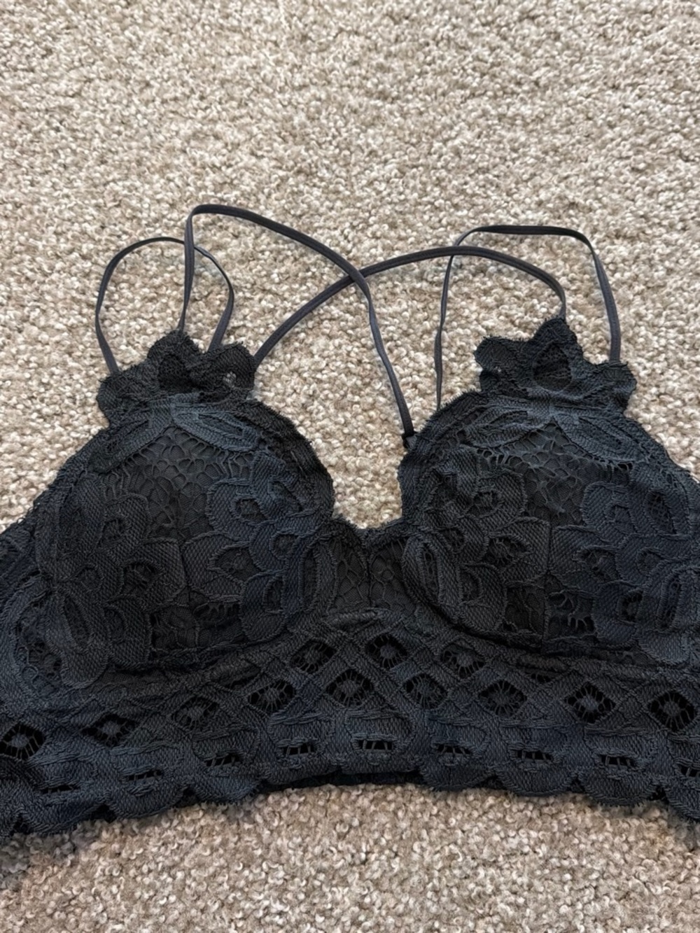 Wishlist Black Floral Lace Bralette with Double Straps